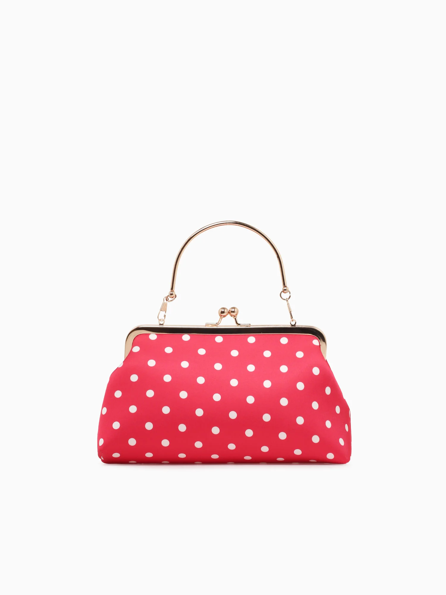 Polka Dot Kisslock Top Handle Red